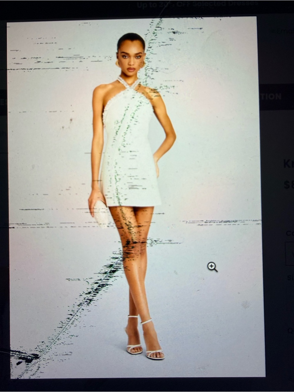 Halter Pearl Cross-Neck White Mini Dress